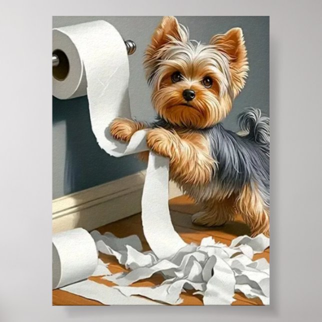 Funny Bathroom Hund Wall Poster (Framsidan)