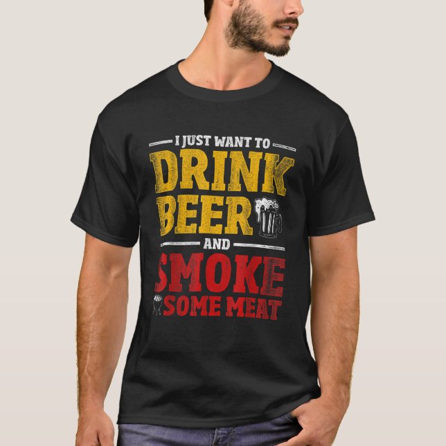 Funny BBQ Chef Beer rökt Kött Älskare Gift Grillin T Shirt (Framsida)