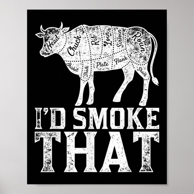 Funny Bbq Chef Grilling rökt Steak Älskare Gift Ba Poster (Framsidan)