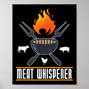 Funny Bbq Chef Kött Whisperer Gift Smoking Grillin Poster