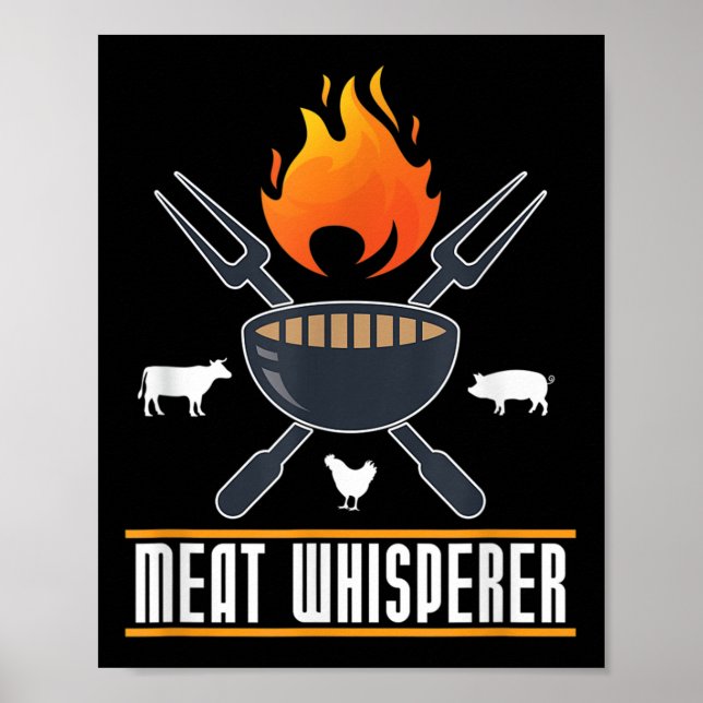 Funny Bbq Chef Kött Whisperer Gift Smoking Grillin Poster (Framsidan)