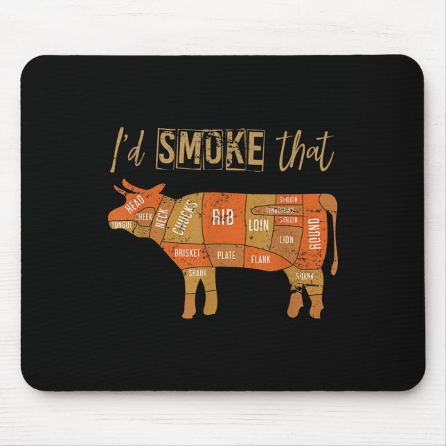 Funny Bbq Chef Rökt Kött Grill Master Gift Steak Musmatta (Framsidan)