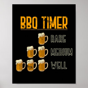 Funny Bbq Chef Smoke Kött Craft Beer Gift Barbecue Poster