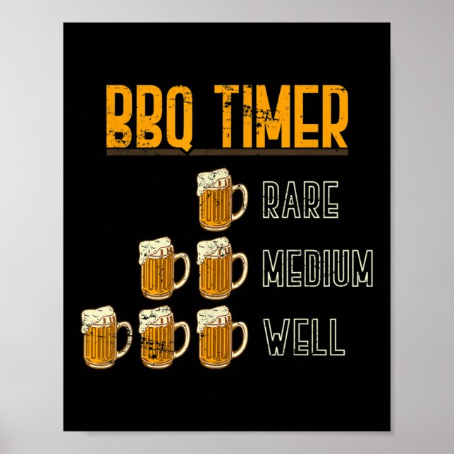 Funny Bbq Chef Smoke Kött Craft Beer Gift Barbecue Poster (Framsidan)