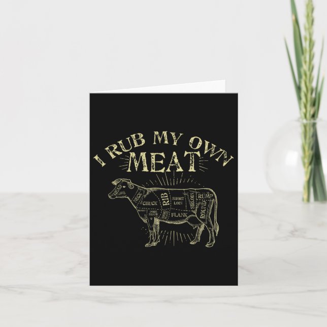 Funny Bbq Chef Tee I Rub My Kött Joke Chef Kort (Framsida)