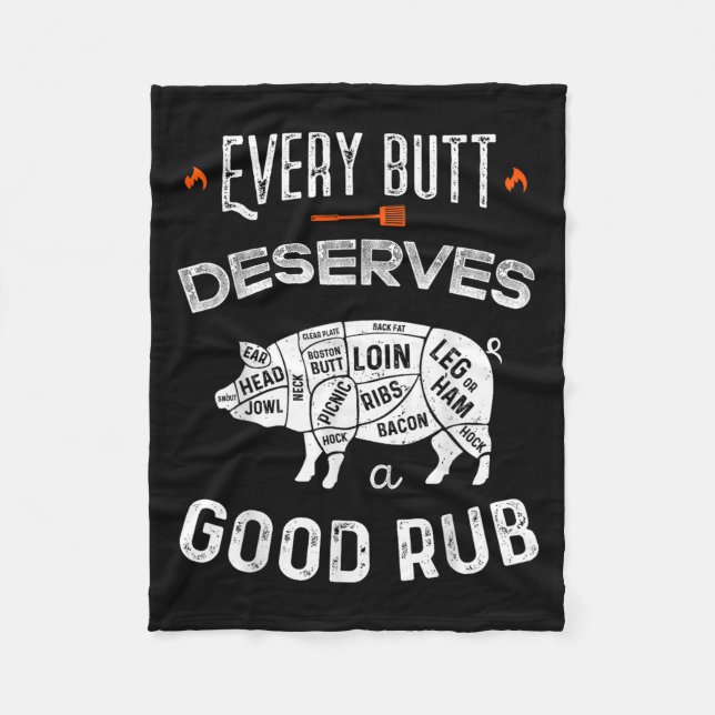 Funny Bbq Chef Varje Butt förtjänar en Bra Rub Bar Fleecefilt (Framsidan)