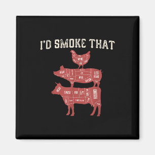 Funny Bbq Cow Gris Chicken Graphic Women Manar Köt Magnet