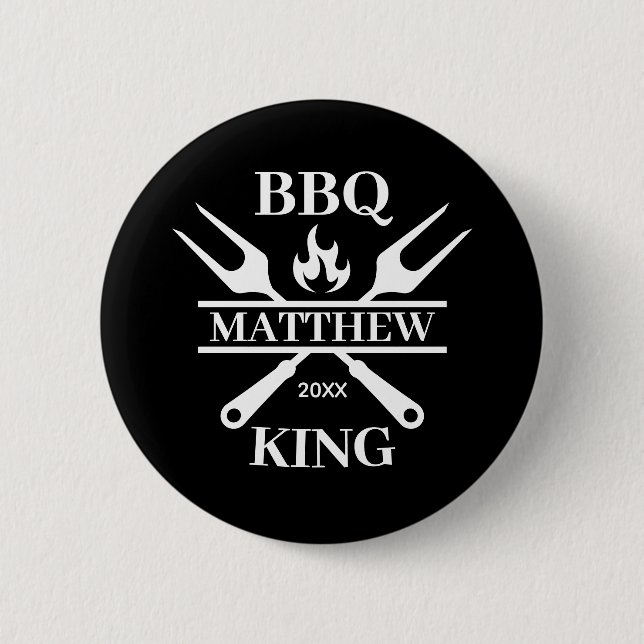 Funny BBQ Grill Master Personlig Barbecue Kung Knapp (Framsida)