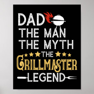 Funny Bbq Grill Pappa, mannen, myten om det förkla Poster