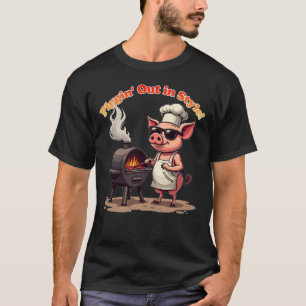 Funny BBQ Gris ’Piggin’ Out in Stil’ T-Shirt