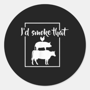 Funny Bbq ID Smoke that Kött Pitmaster Runt Klistermärke