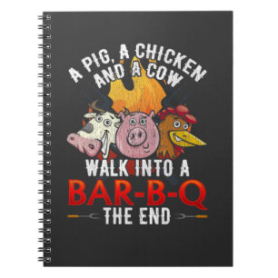 Funny BBQ Joke Gris Chicken Cow Barbecue Humor Anteckningsbok