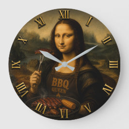 Funny BBQ Mona Lisa Stor Klocka
