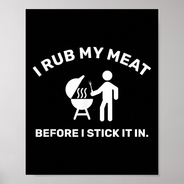 Funny Bbq Pappa Chef I Rub My Kött Poster (Framsidan)