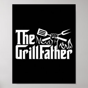 Funny Bbq Pappa Retro Grill Far Manar Fars dag Poster