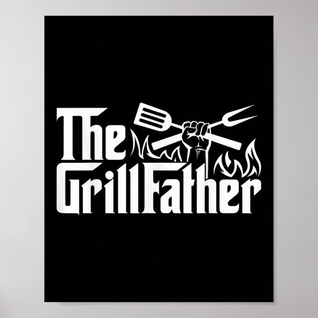 Funny Bbq Pappa Retro Grill Far Manar Fars dag Poster (Framsidan)