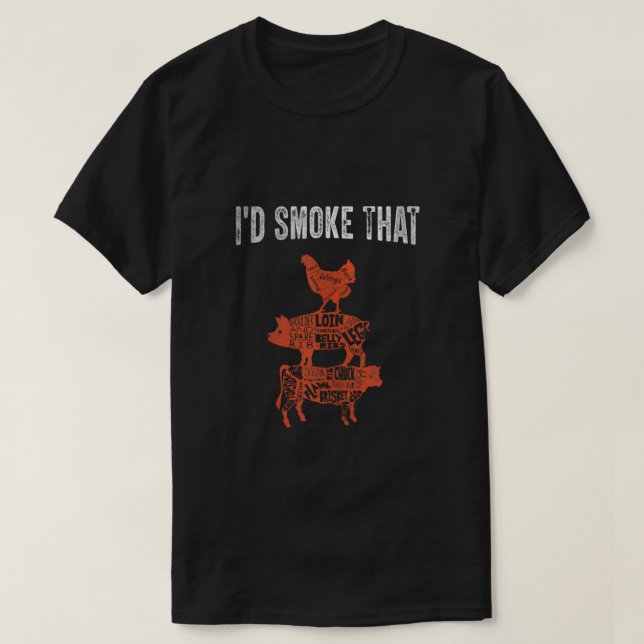 Funny Bbq Party Smoker Chef Costume jag skulle rök T Shirt (Design framsida)