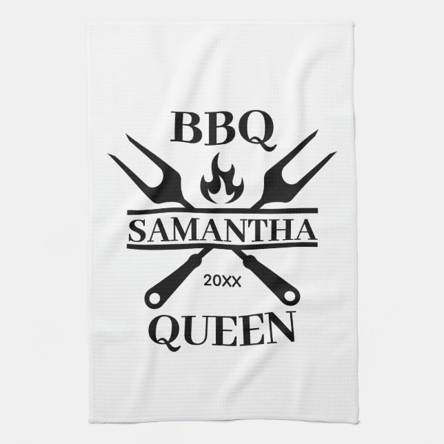 Funny BBQ Personlig Barbecue Queen Apron Cuttin Kökshandduk (Vertikal)