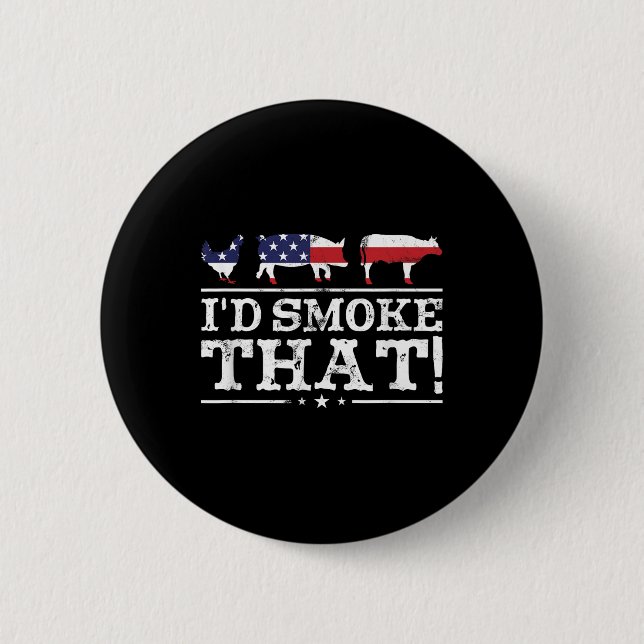 Funny Bbq Shirt ID Smoke that Kött Pitmaster Grill Knapp (Framsida)