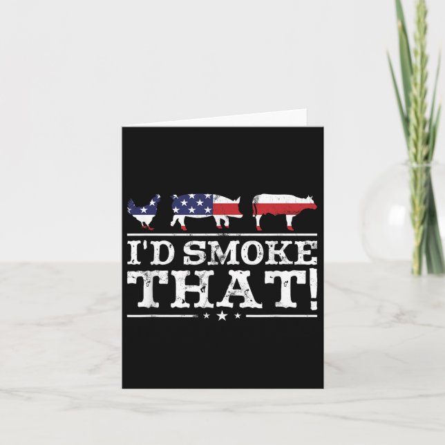 Funny Bbq Shirt ID Smoke that Kött Pitmaster Grill Kort (Framsida)