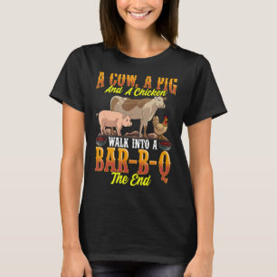 Funny BBQ Shirts För manar Cow Gris och Chicken Sh T Shirt