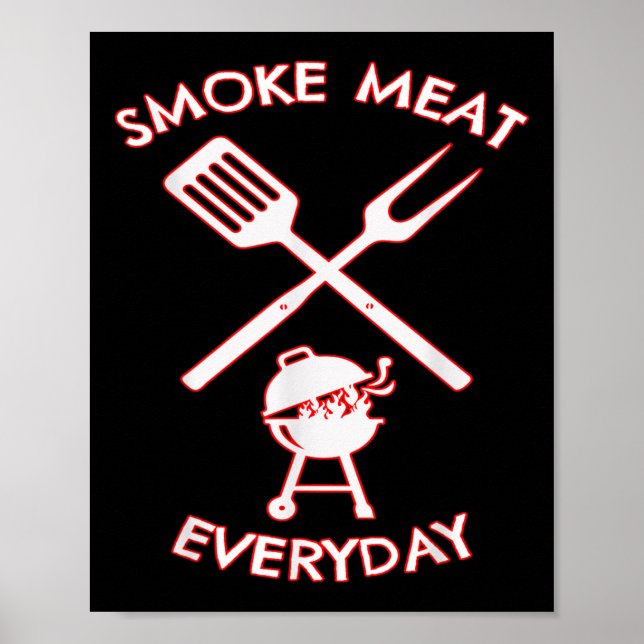 Funny Bbq Smoke Kött Dagaily Grandad Pappa Grillin Poster (Framsidan)