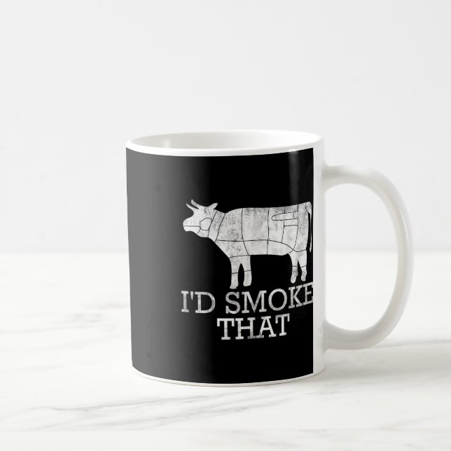 Funny Bbq Smoking Kött Grilled Steak Id Smoke that Kaffemugg (Höger)