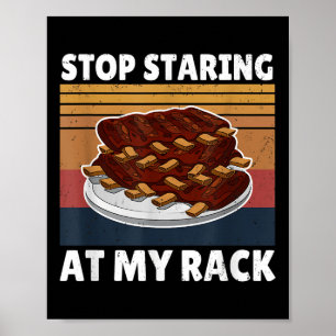 Funny Bbq Tee stoppar vid mitt rackgaller Poster