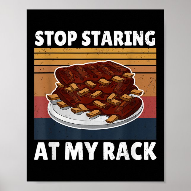 Funny Bbq Tee stoppar vid mitt rackgaller Poster (Framsidan)