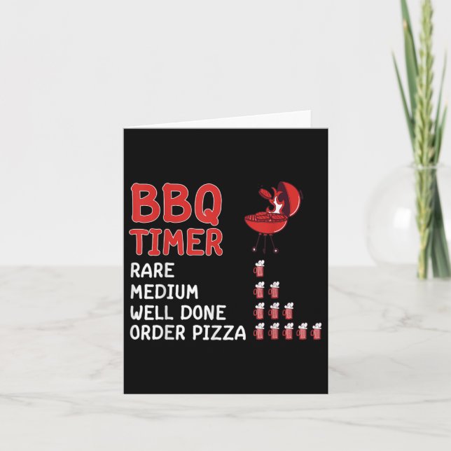 Funny Bbq Timer Barbecue Grill Grilling Dri Kort (Framsida)