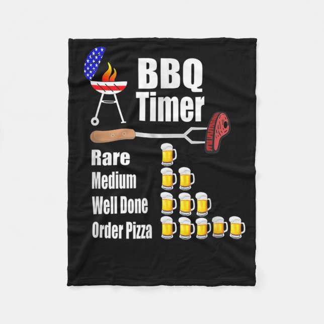 Funny Bbq Timer Barbecue Grill Grilling Gift Beer Fleecefilt (Framsidan)