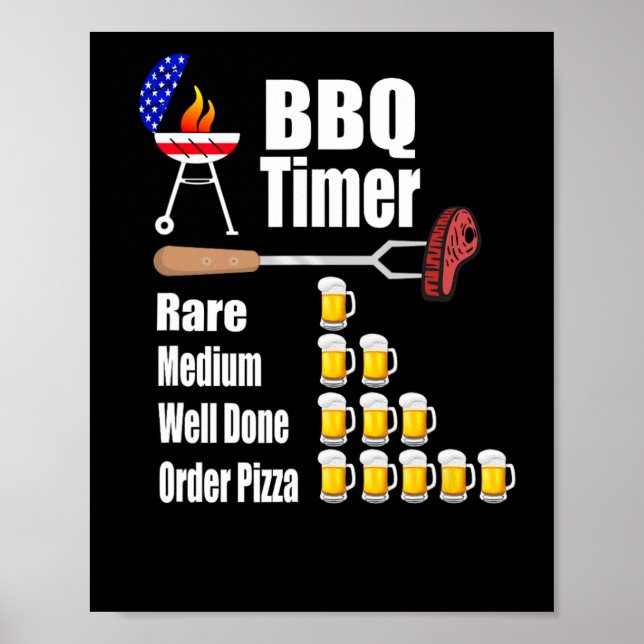 Funny Bbq Timer - Barbecue Grill Grilling Gift Poster (Framsidan)