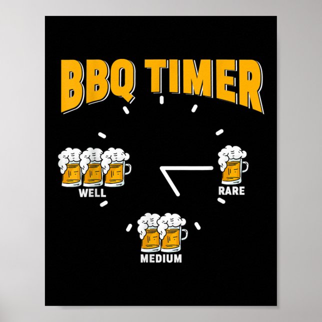 Funny Bbq Timer - Barbecue Grill Grilling Party Poster (Framsidan)