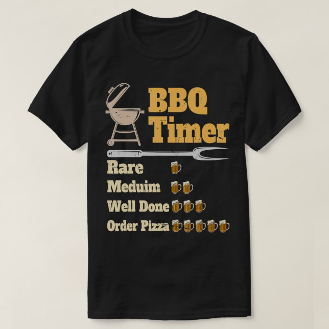 Funny BBQ Timer Grilling T Shirt (Design framsida)