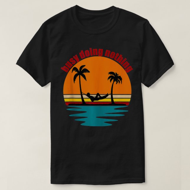 Funny Beach Life Hammock Handflatan Träd Sol Surfa T Shirt (Design framsida)