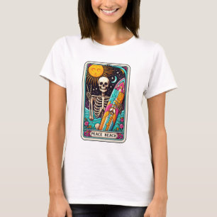 Funny Beach Peace Beach Skeleton Tarot T Shirt