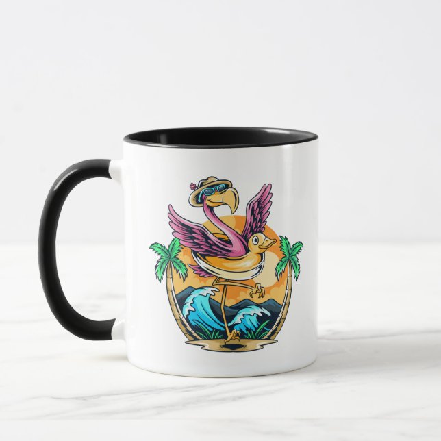 Funny Beach Tropical Flamingo Mugg (Vänster)