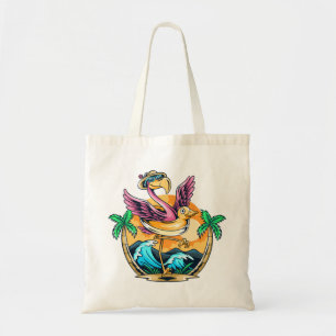 Funny Beach Tropical Flamingo Tote Bag Tygkasse