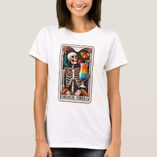 Funny Beach Vibes Skeleton Tarot T Shirt