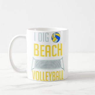 Funny Beach Volleyball Player I Dig Beach Volleyba Kaffemugg