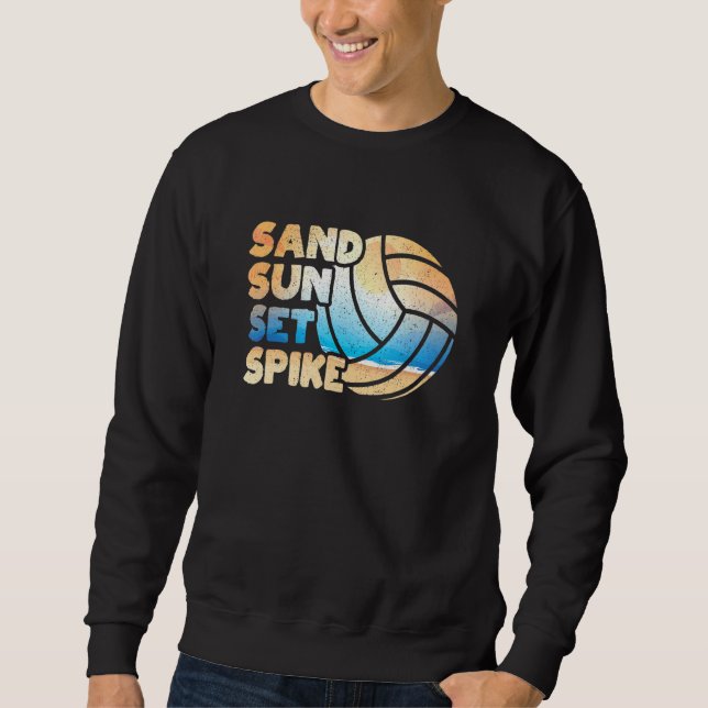 Funny Beach Volleyball Player Vball Quote Sand Sol Lång Ärmad Tröja (Framsida)