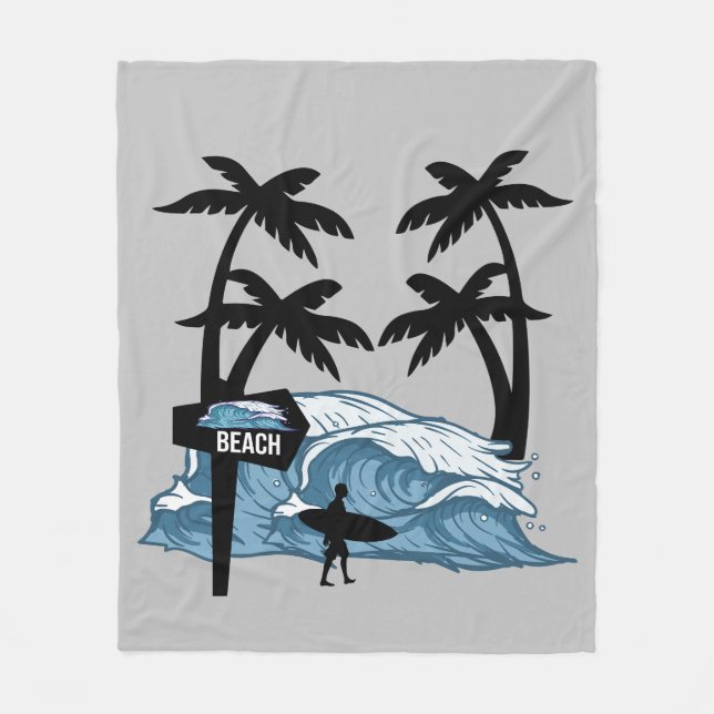 Funny Beach Wave Fleecefilt (Framsidan)