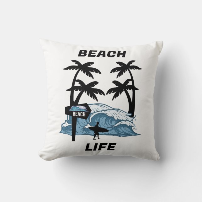 Funny Beach Wave Kudde (Framsida)