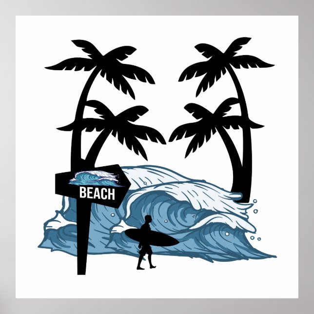Funny Beach Wave Poster (Framsidan)