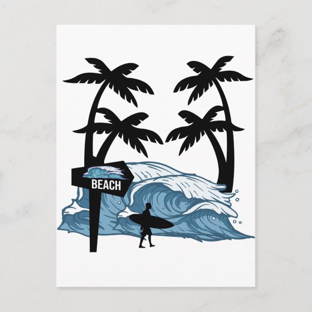 Funny Beach Wave Vykort (Framsida)