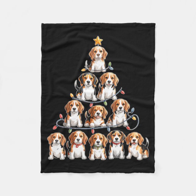 Funny Beagle Christmas Tree Dog Lovers Women Men X Fleecefilt (Framsidan)