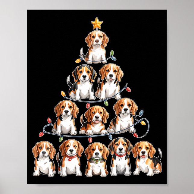 Funny Beagle Christmas Tree Dog Lovers Women Men X Poster (Framsidan)