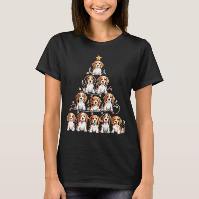 Funny Beagle Christmas Tree Dog Lovers Women Men X T Shirt (Framsida)