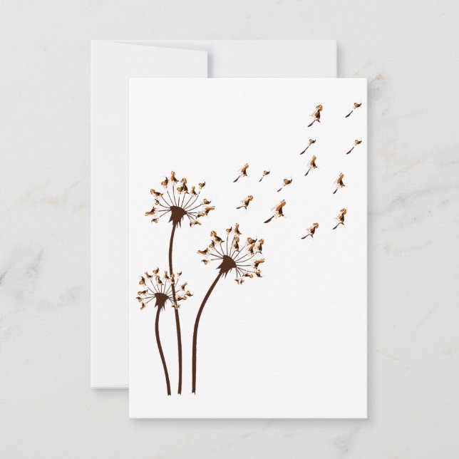 Funny Beagle Dandelions Beagle Hund Tack Kort (Framsida)