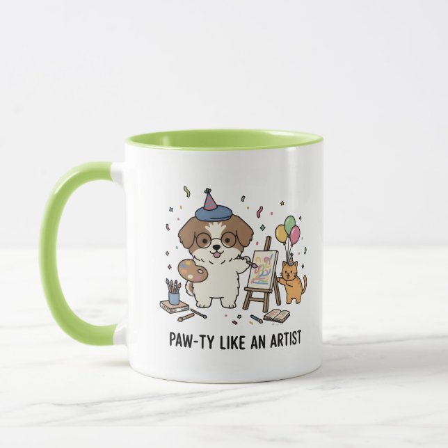 Funny Beagle Dog Art Lover Birthday Celebration Mugg (Vänster)